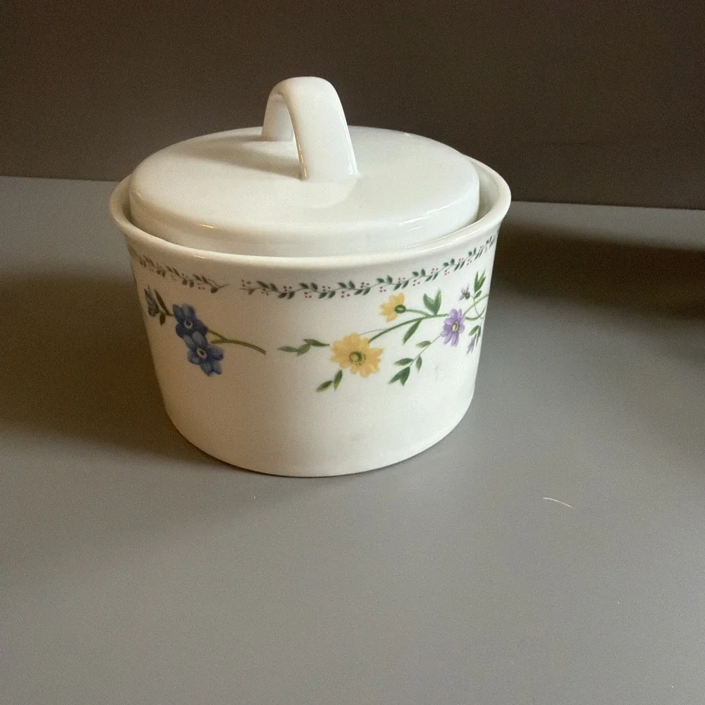 Vintage 1993 Farberware Stoneware English Garden 225 A Creamer & Sugar Bowl
